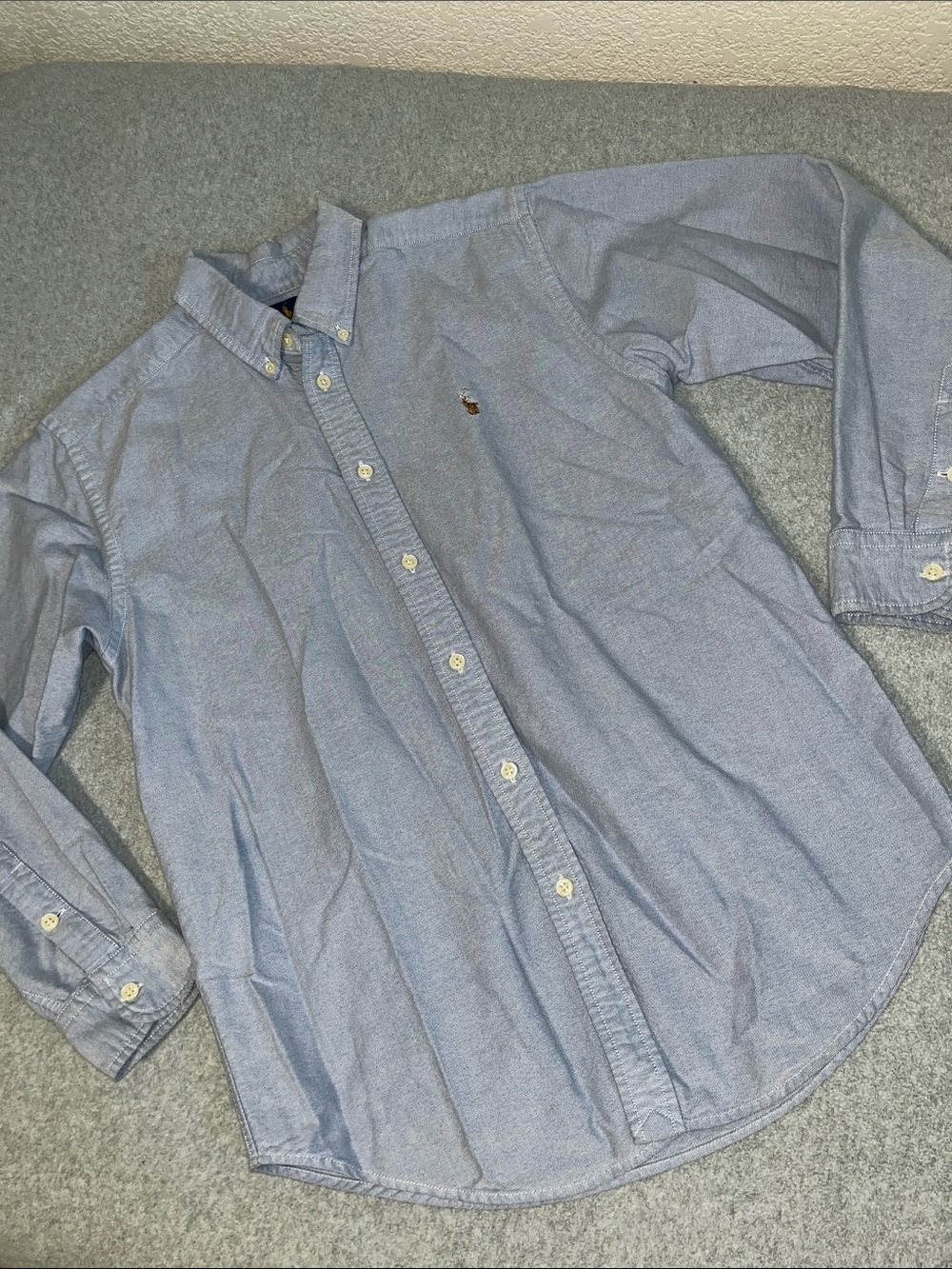 Ralph Lauren Light Blue Oxford Button-Down Shirt Boys Youth 16 Flesh Pony